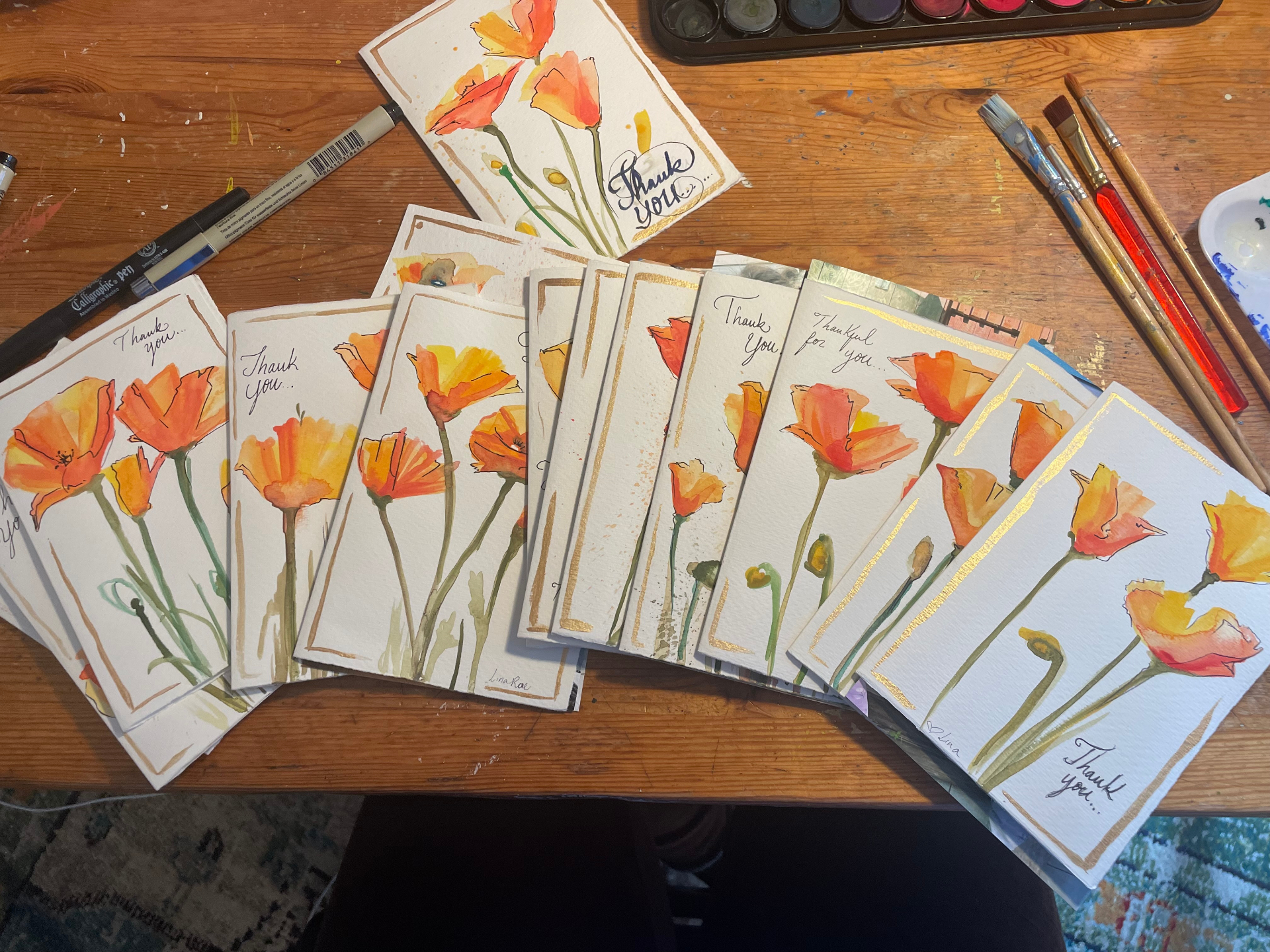 Hand-Painted Thank You Cards